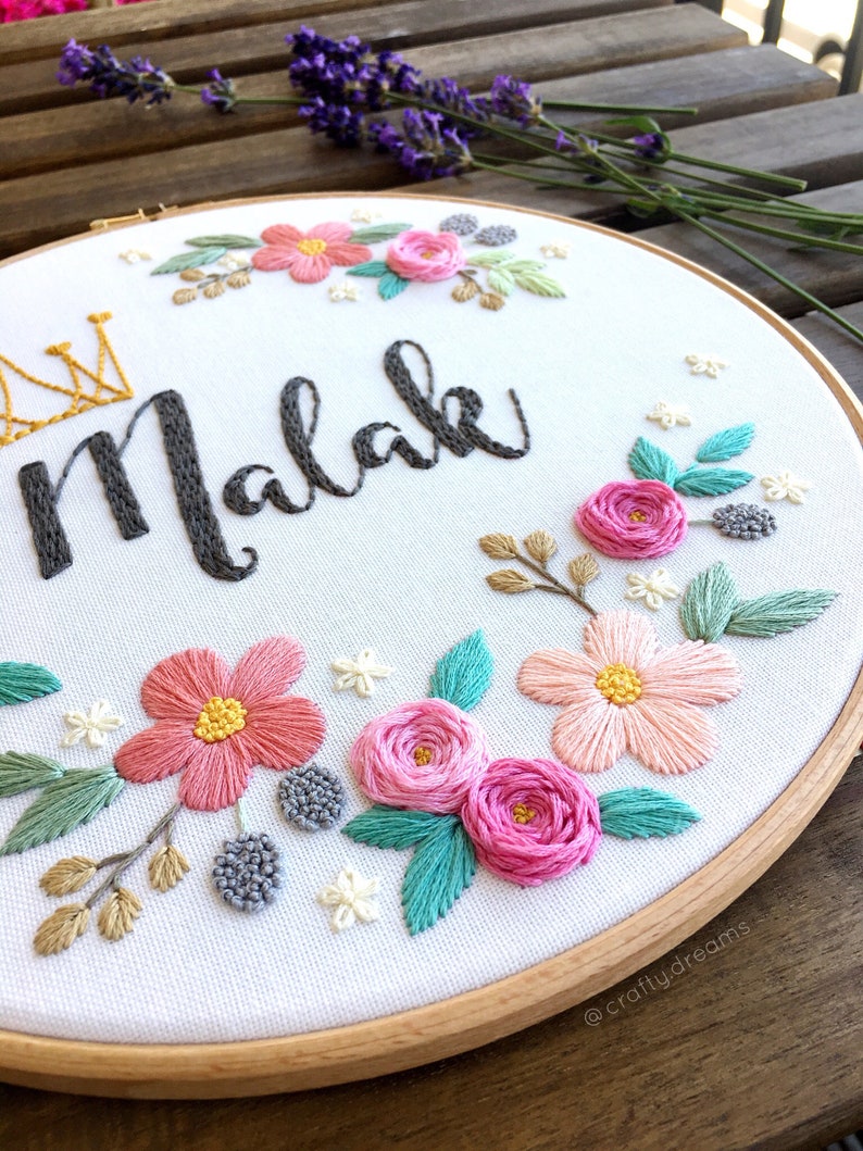 Personalized Name Embroidery Hoop, Floral Custom Name Hoop Art - Etsy UK