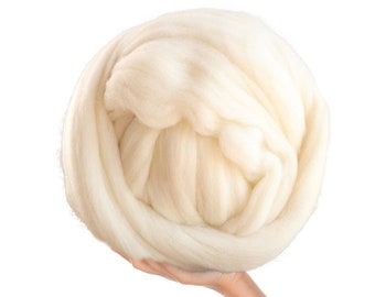 50g Dyed Merino Wool Top Pearl White Dreads Needle Spinning Felting Roving 