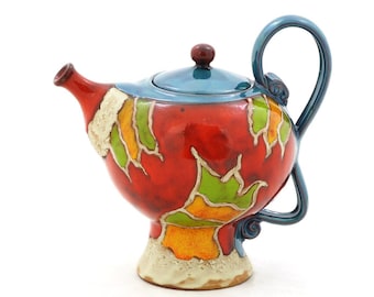 Keramik Teekanne, Keramik Teekanne, Türkis Teekanne, Kunst Keramik, Einzigartige Teekanne, Tee und Kaffee Kanne, Buntes Keramik Geschenk