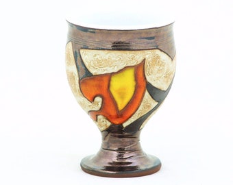 Christmas Gift - Ceramic Wine Goblet, Ceramic, Pottery Wine Cup, Stoneware cup , Autumn Collection, Art pottery Chalice, Pottery Wine Cup