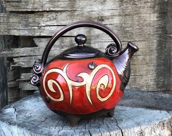 Christmas Gift - Ceramic Handmade Teapot, Art Pottery Teapot, Unique Tea Pot, Stoneware Tea Kettle 34 oz, Handmade Tea Maker. Wedding Gift