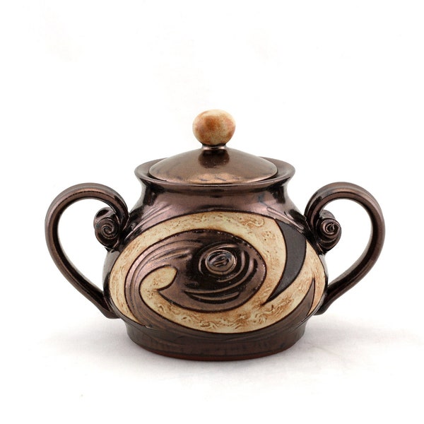 Pottery Sugar Bowl, Handmade sugar bowl, Ceramic Sugar canister, Ceramic Honey Pot, Clay sugar bowl, Christmas gift, Tri Ushi