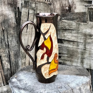 Weihnachtsgeschenk - Artisan Pottery Krug, Keramik Wasserkrug, Steingut Wein Dekanter, Herbst Home Decor, Rad geworfen Blumenvase, Tri Ushi