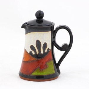 Christmas gift - Ceramic Coffee creamer, Handmade Pottery Pitcher, Creamer Earthenware Jug with Lid , Hostess gift