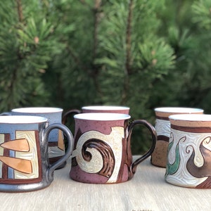 Large coffee mug, different colors and patterns