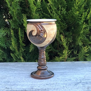 Unique Wine Glass, Wheelthrown Pottery Goblet, Long Stem Ceramic Cup, Stoneware Chalice 1 Wine goblet
