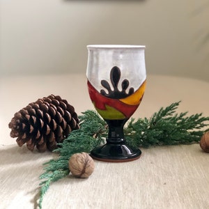 Christmas Gift - Handmade Ceramic Goblet,  Wheel Thrown Wine Chalice Set, Pottery Wine Cups , Unique Wedding Glasses Set