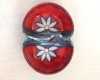 Mother's Day Gift - Small Appetiser Dish, Ceramic Dipping dish, Salt and Pepper Cellar, Snack dish, Spice Dish , Daisy Sauce bowl