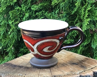 Ceramic espresso cup, Espresso mug, Handmade coffee mug, Coffee love cup, Wheel thrown cup, Unique  stoneware mug, Cute coffee cup, Red mug