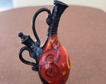 Ceramic Red Bottle, Handmade Pottery Pitcher, Unique Home decor, Decorative Ceramic Decanter, Wine Pottery pitcher ,Anniversary gift