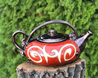 Mother's Day Gift, Red Earthenware Teapot, Handmade Tea Pot, Functional Pottery Teapot, Tea Lovers Gift