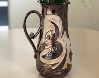 Christmas Gift - Large Ceramic Pitcher, Handmade Ceramic Vase, Flower Vase Jug, Wedding gift idea