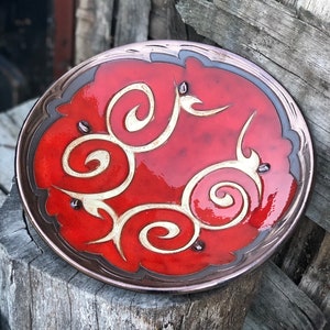 Red Plate, Large Ceramic Plate, Wall Art Decor, Handmade Pottery Platter, Anniversary Gift, Home Gift, One of a kind gift, Red Wedding Gift