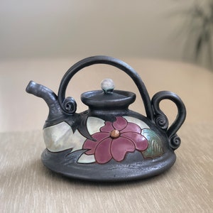 Handmade Teapot 27oz, Flower collection, Art pottery teapot, Unique quirky teapot, Ceramic Wheel thrown teapot, Free shipping