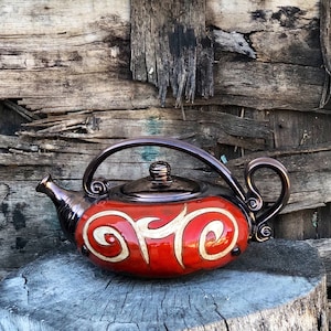 Pottery Teapot, Wheelthrown Tea Pot, Teapot Ceramic, Studio Pottery, Red Tea Maker , Wedding gift