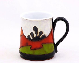 Large Pottery Mug, Handmade Ceramic Stein, Pottery Beer Mug, Groom Gift, Art Pottery Gift