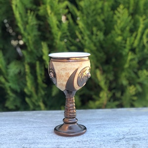 Unique Wine Glass, Wheelthrown Pottery Goblet, Long Stem Ceramic Cup, Stoneware Chalice image 4