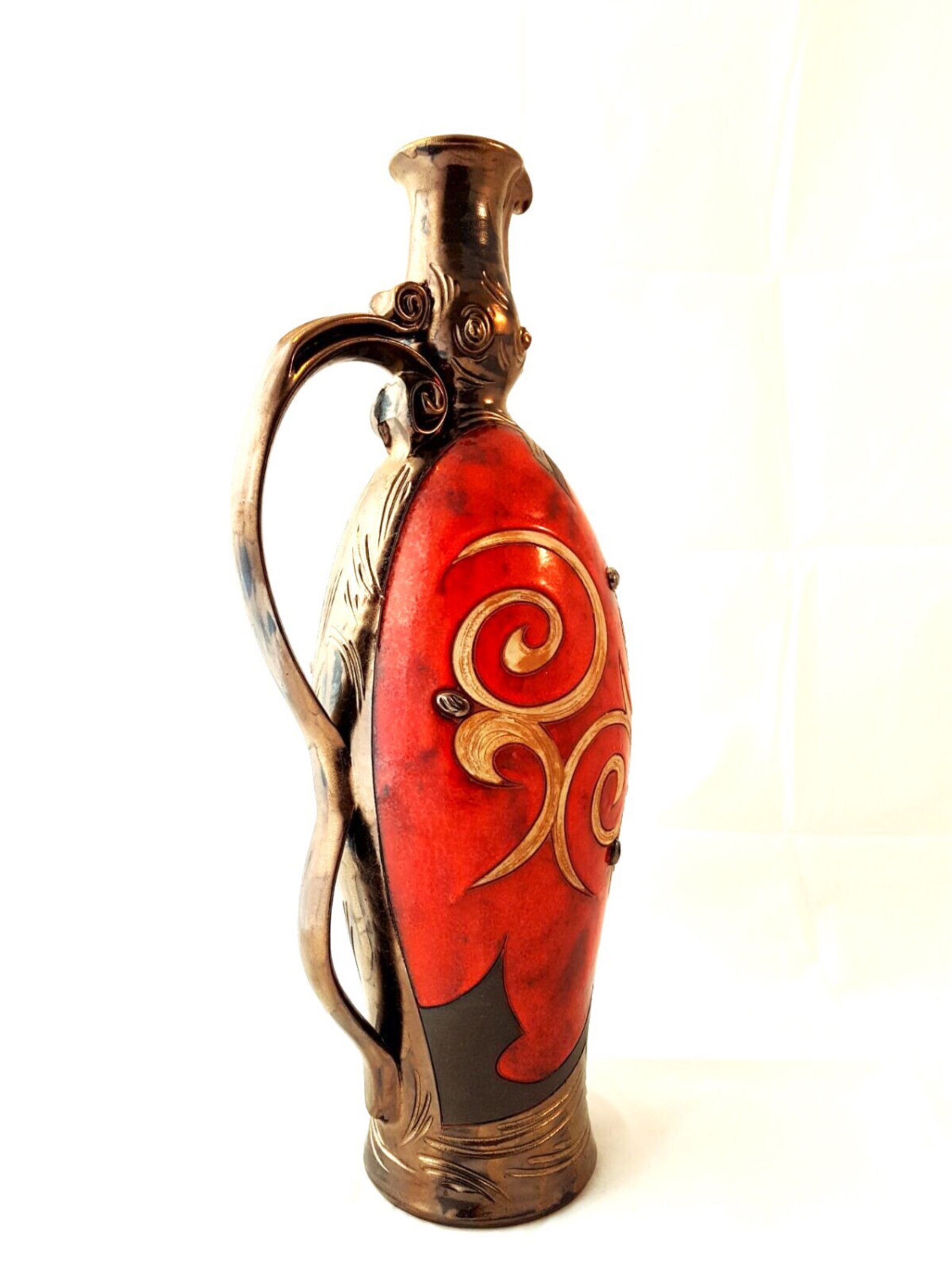 Ceramic Wine Jug Wheel Thrown Vessel Wine Pitcher Ancient Etsy