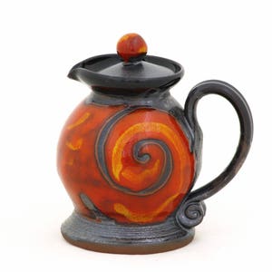 Christmas Gift- Ceramic Creamer Jug, Red Small Pitcher, Pottery Coffee Creamer, Sugar and Creamer, Sauce boat, Gift for Mom