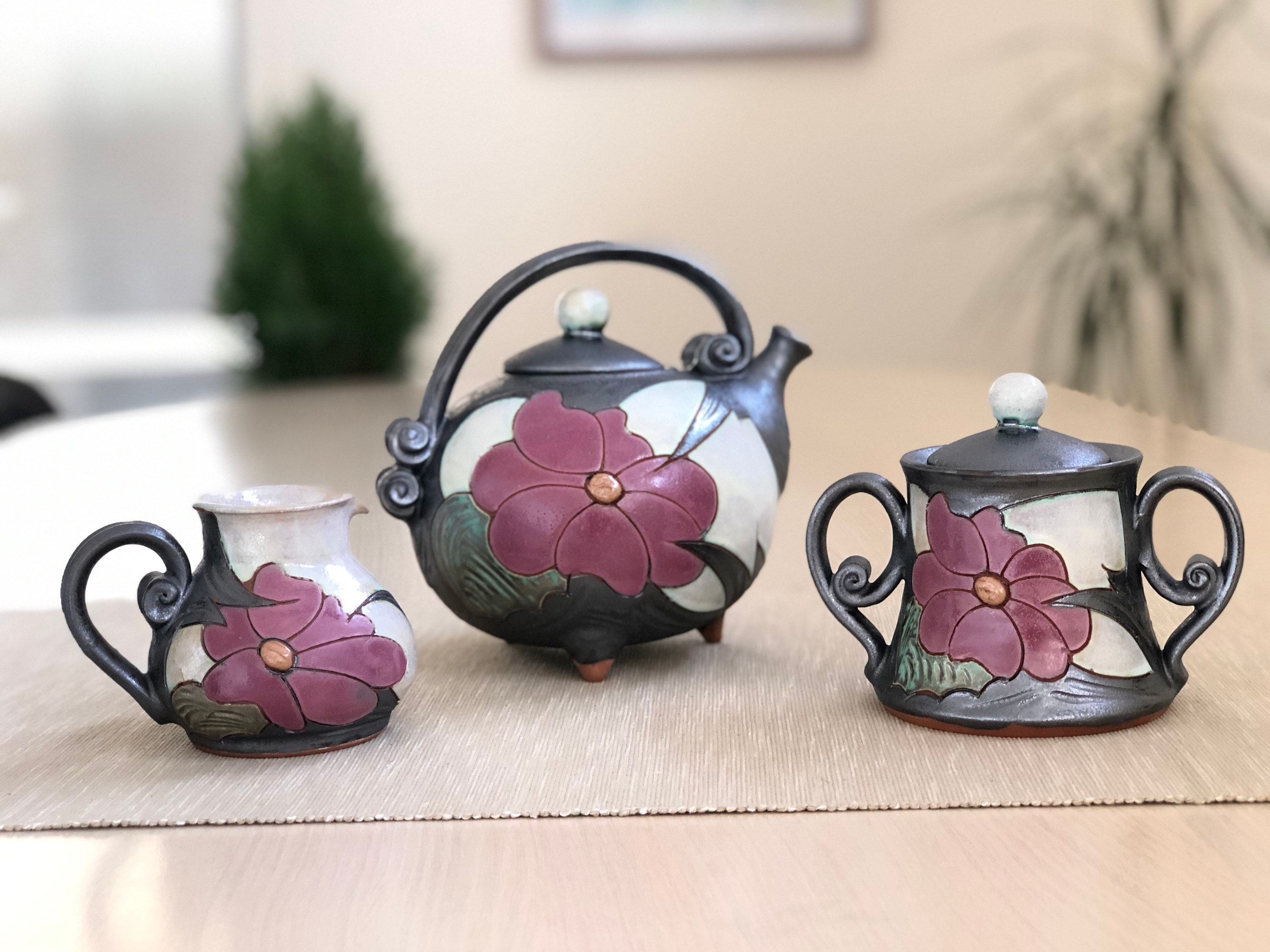 クリスマスギフト - 陶器の手作りティーポット、機能的な陶器の