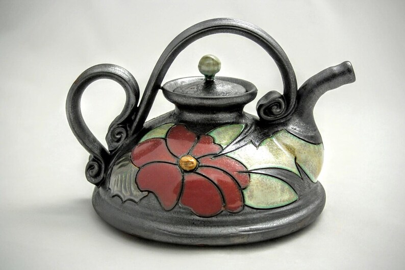 Wheel Thrown Pottery Teapot Handmade Ceramic Teapot Floral Etsy