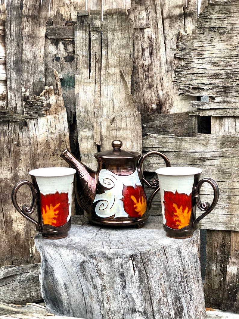 Orange Flower Coffee Mug, Pottery Mug Wheel Thrown, Earthenware Tea Mug, Handmade Pottery Teacup, Unique Mug, Birthday Gift, Tri Ushi image 4