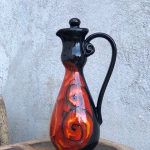 Olive Oil Cruet, Handmade Pottery Oil Dispenser, Ceramic Vinegar cruet, Oil and Vinegar Bottle, Red Kitchen Decorative bottle