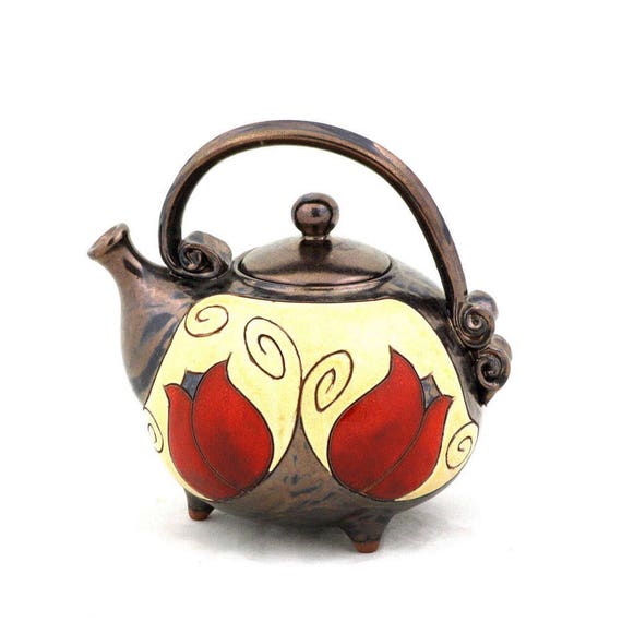 Art pottery teapot Handmade Teapot 27oz Free shipping Sale Flower