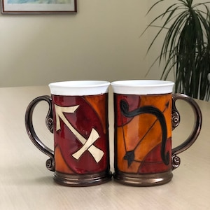 Sagittarius Mug, Star Sign Mug , Zodiac Mug, Ceramic Large Coffee Cup, Wheelthrown Pottery Teacup , Artisan Mug , Birthday Sagittarius Gift