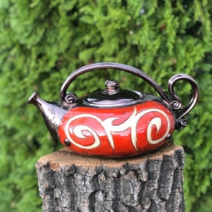 Handmade Ceramic teapot , Art pottery teapot, Hand glazed Red teapot, Coffee and Tea party, Rustic Tea Pot