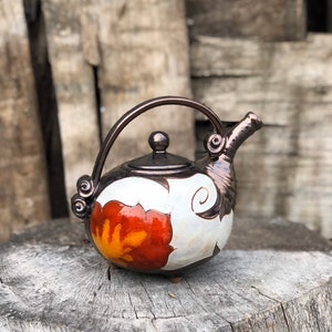 Cute Christmas Gift - Ceramic teapot, Pottery Teapot, Gift for her, Small Flower teapot, Teapot for one, Stoneware teapot, Anniversary gift