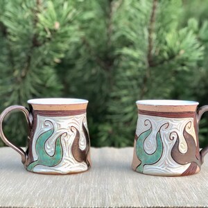 Ceramic Coffee Mug, Pottery mug, Gold and Green Mug, Tea Mug, Coffee Lovers Gift, Mugs Pottery, Unique Coffee mugs image 8