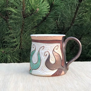 Ceramic Coffee Mug, Pottery mug, Gold and Green Mug, Tea Mug, Coffee Lovers Gift, Mugs Pottery, Unique Coffee mugs image 7