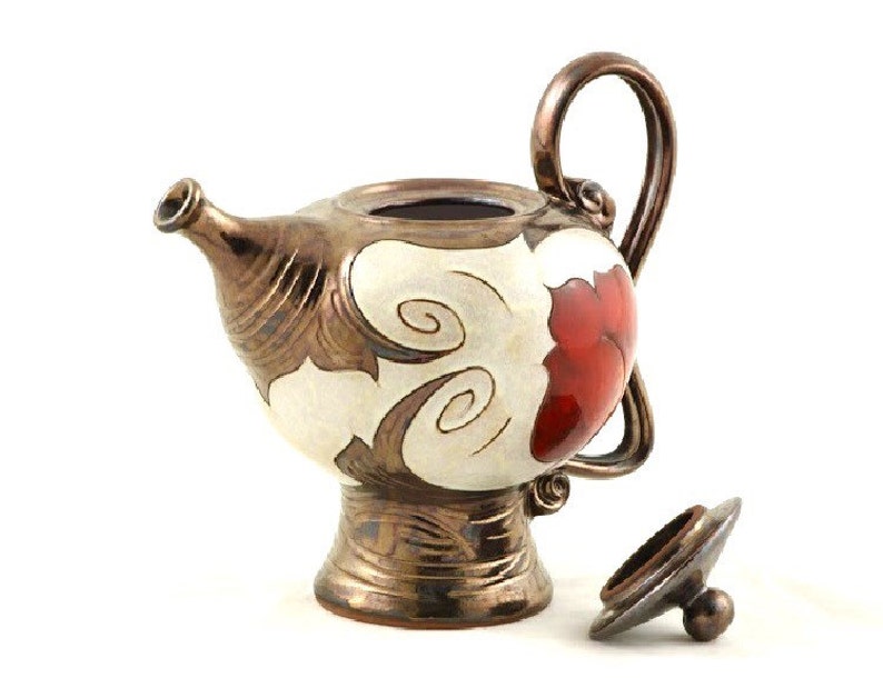 Ceramic Teapot, Pottery Tea Pot,Handmade teapot, Stoneware teapot, Unique teapot, Clay Tea Pot, Clay Serving teapot , Anniversary gift image 3