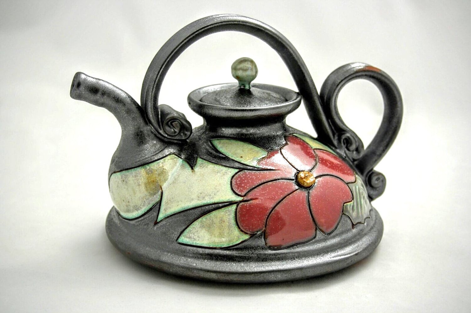 Handmade Teapot 27oz Flower collection Art pottery teapot Etsy