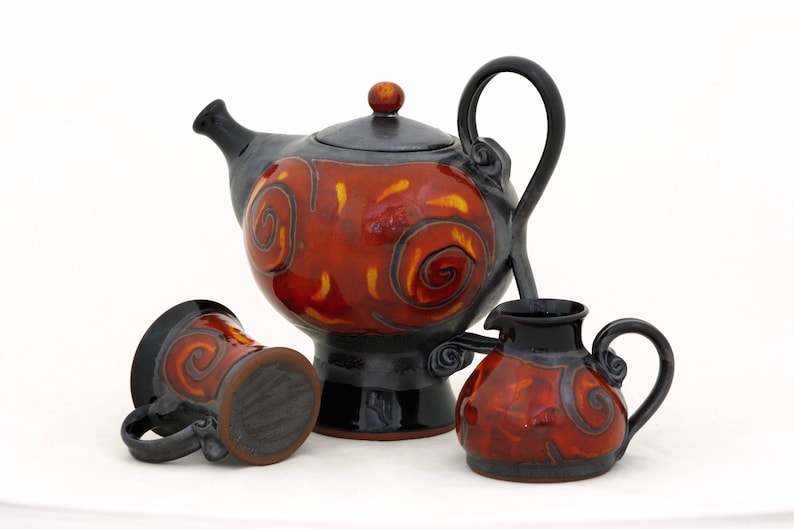 Colourful Pottery Teapot, Art Ceramic Kettle , Unique Quirky Teapot, Tea Lovers Gift, Housewarming gift image 6