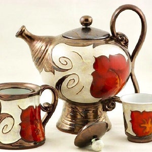Ceramic Teapot, Pottery Tea Pot,Handmade teapot, Stoneware teapot, Unique teapot, Clay Tea Pot, Clay Serving teapot , Anniversary gift image 2
