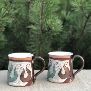 Ceramic Coffee Mug, Pottery mug, Gold and Green Mug, Tea Mug, Coffee Lovers Gift, Mugs Pottery, Unique Coffee mugs image 10