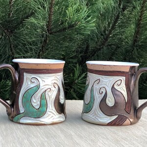 Ceramic Coffee Mug, Pottery mug, Gold and Green Mug, Tea Mug, Coffee Lovers Gift, Mugs Pottery, Unique Coffee mugs image 9