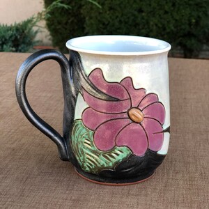 Large Floral Mug, Pottery Beer mug, Handmade Ceramic Stein, Stoneware Tankard Mug, Beer Lover Gift image 9