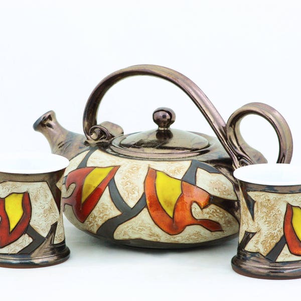 Théière Handamde, Collection d’automne, Théière en faïence, Théière en poterie d’art, Théière originale unique, Cadeau d’hôtesse, Café et thé