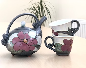 Mothers Day Gift -  Pottery Teapot, Teapot for One, Small Ceramic Teapot, Flower teapot, Serving teapot, Handmade teapot, One man teapot