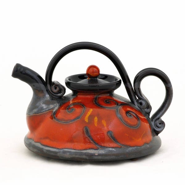 Gift for Mom , Handmade Teapot, Red Ceramic Teapot, Art Teapot , Quirky Teapot , Classic Tea Pot