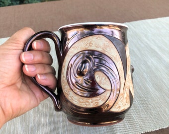 Ceramic Beer Stein, Large Pottery Mug, Art Pottery Mug, Stoneware Beer Mug, Brown Clay Stein