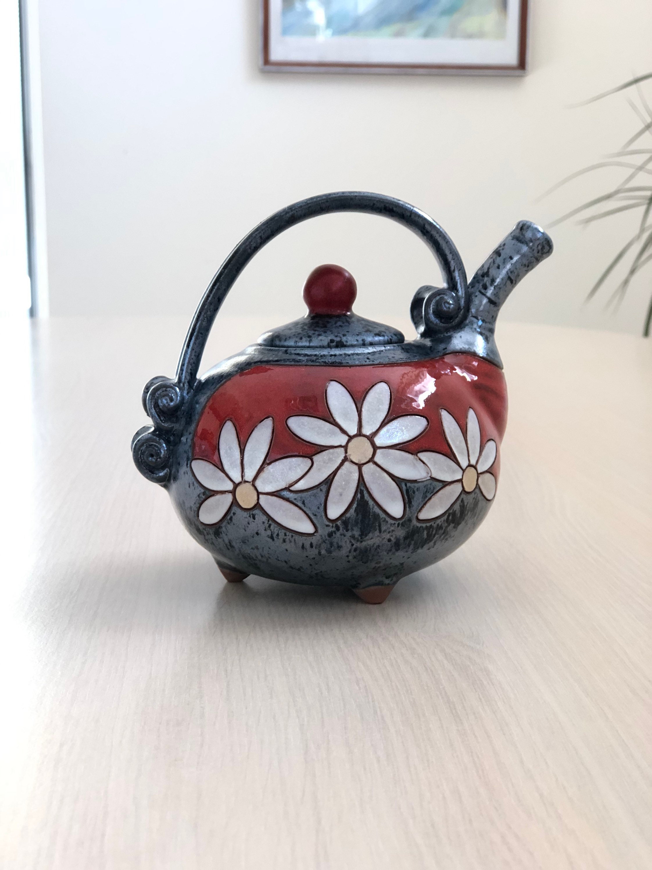 Cute Wheelthrown Pottery Teapot Stripy Tea Pot Ceramic Small 