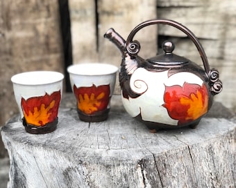 Mothers Day Gift -  Cute Flower Teapot, Ceramic Teapot . Handmade pottery Tea maker, Hostess gift, Kitchen Decor