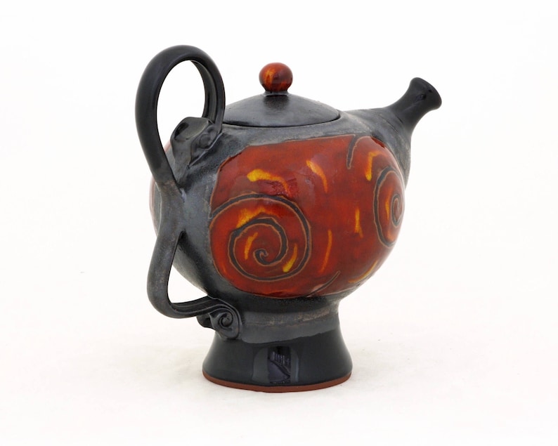 Colourful Pottery Teapot, Art Ceramic Kettle , Unique Quirky Teapot, Tea Lovers Gift, Housewarming gift image 3