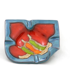 Posacenere per sigari colorato, posacenere in ceramica, vassoio per fumatori fatto a mano, piatto in ceramica con bordo curvo eccentrico, regalo in ceramica, accessorio per fumatori