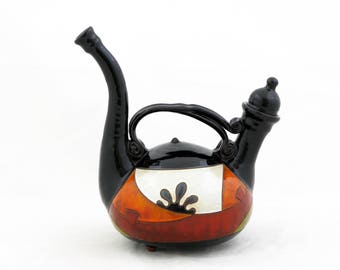 Théière en céramique faite à la main, grande théière en poterie, cafetière de service, décor de cuisine unique, cadeau de saint-valentin