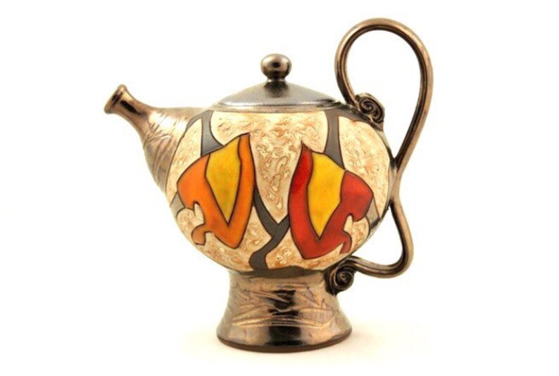 Handmade stoneware teapot Pottery Teapot Autumn teapot Ceramic Teapot-55oz Art pottery teapot
